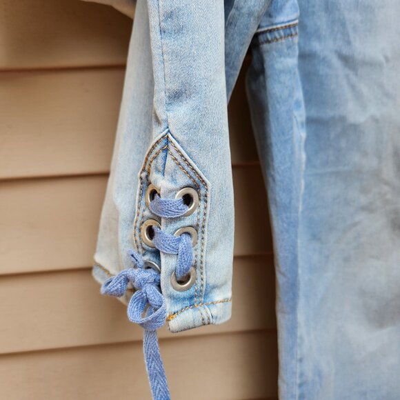 Gloria Vanderbilt Plus Light Wash Blue Skinny Ankle Jeans Alexandra Lace-Up Hem - Picture 6 of 14